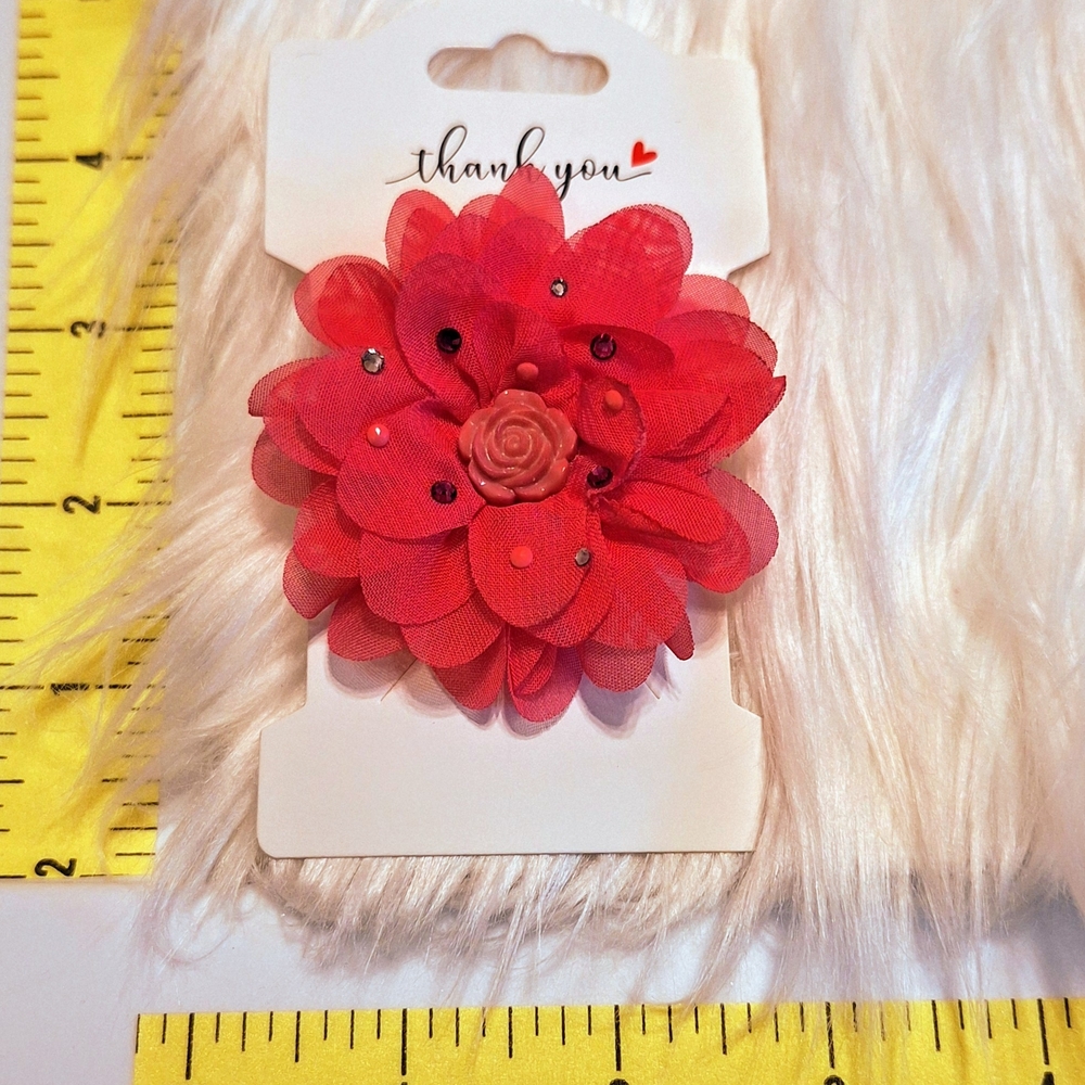 Hot pink flower hair clip